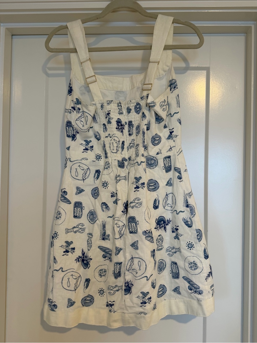 Abercrombie Linen Blend Wide Strap Square Neck Mini Dress - Nautical Print - Picture 10 of 11